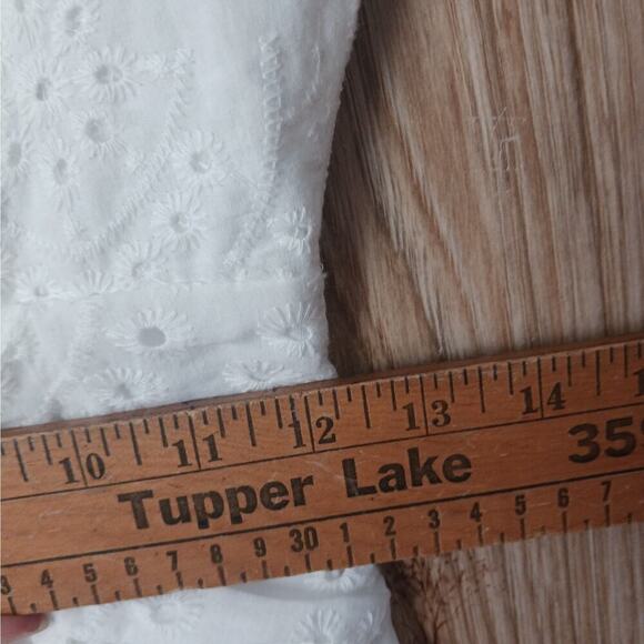 Shein Coquette White Eyelet Cut Out Twist Front Ruche Mini Dress Size 4 - Picture 10 of 10